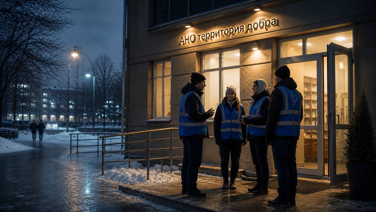 Волонтёры Территории добра у центра помощи